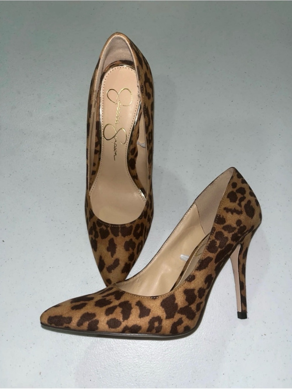 Jessica Simpson Leopard-Print Pointed Toe Stiletto Pumps - Brown/Black